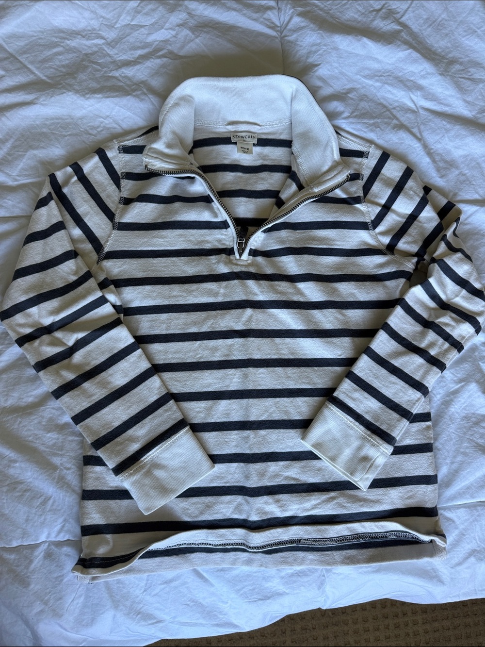 Vineyard Vines White and Navy Striped Half-Zip Pullover